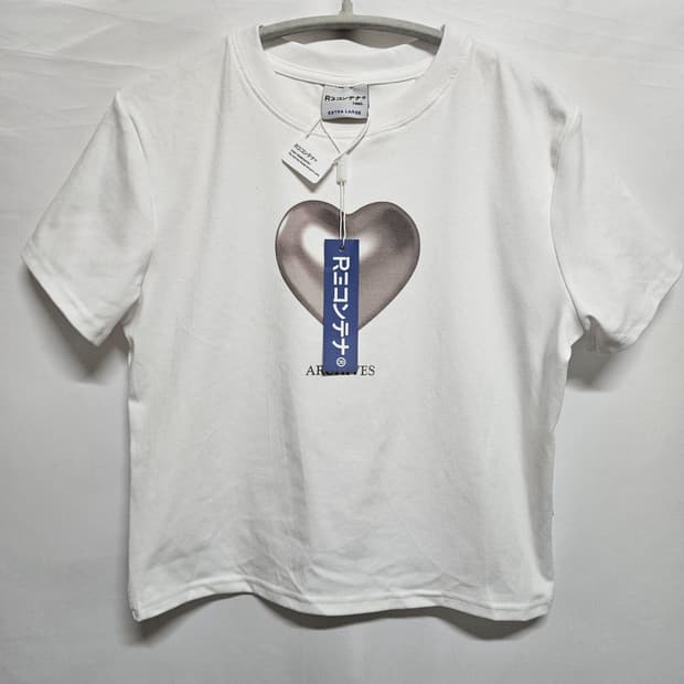Japan vintage 리컨테이너 아카이브 세미 크롭 반팔 티셔츠 XL