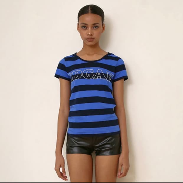 저스트 하우스STRIPED SHORT-SLEEVE HOODIE, BLUE