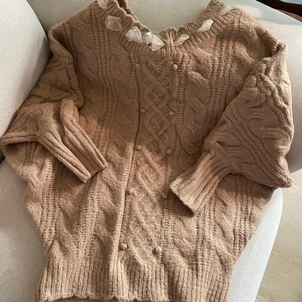 리즈리사 라떼갸루 폭닥 쉬폰 리본 니트