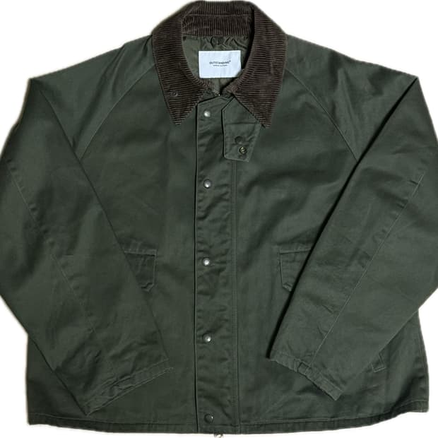 아웃스탠딩 코듀로이 칼라 숏 자켓 올리브 그린