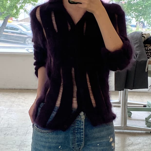 이브생로랑 모헤어 가디건