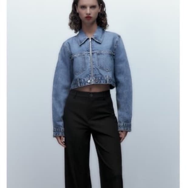 자라 크롭 청자켓 xs