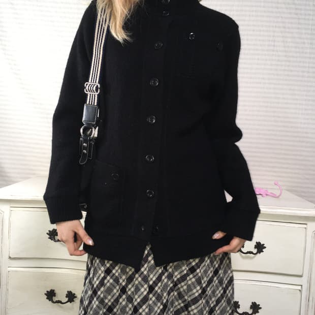 일본빈티지 울 버튼 포켓 가디건