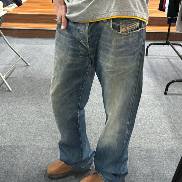 디젤 버튼 플라이 오렌지 셀비지 데님