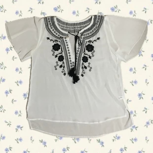 빈티지 모리걸 하구미 반팔 블라우스