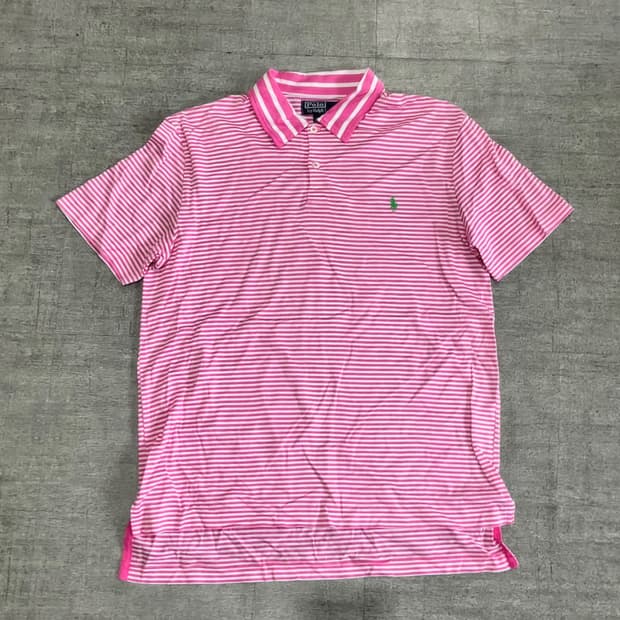 일본빈티지 Polo 폴로랑프로렌 올드스쿨아메카지 스트라이프 반팔카라티셔츠