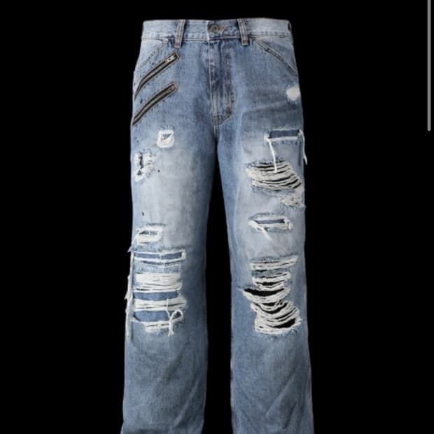 Tornortied zippered pants 3