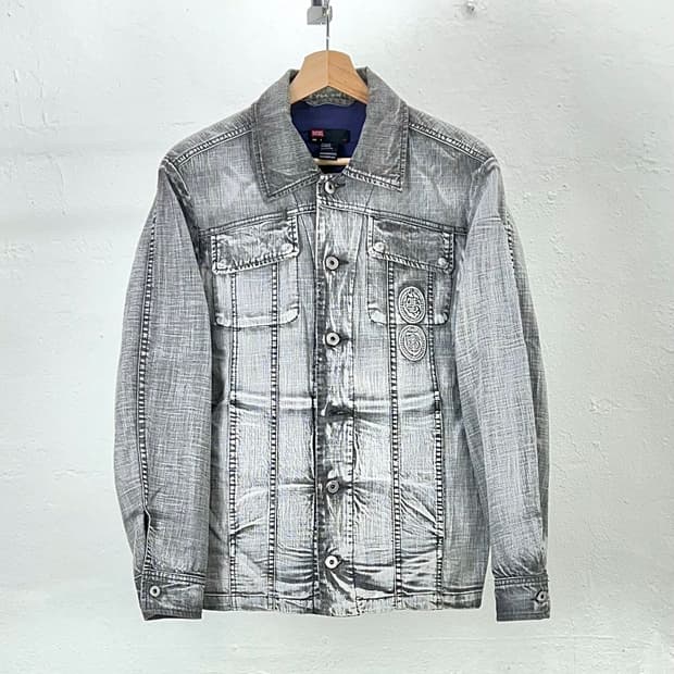 디젤 라이트 그레이 워시드 그레이 다잉 데님 트러커 자켓