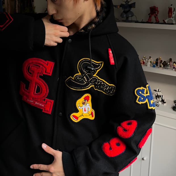 Super Lovers 빅 패치 바시티 자켓