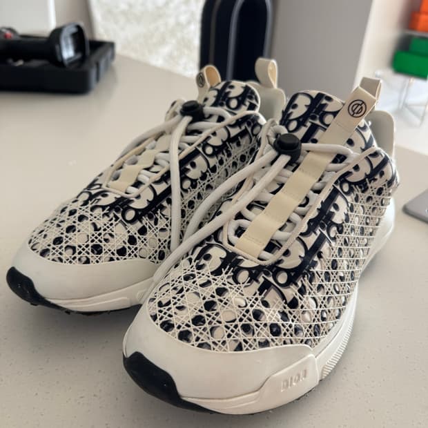 디올 B24 오블리크 까나쥬 모티프 화이트 스니커즈 44