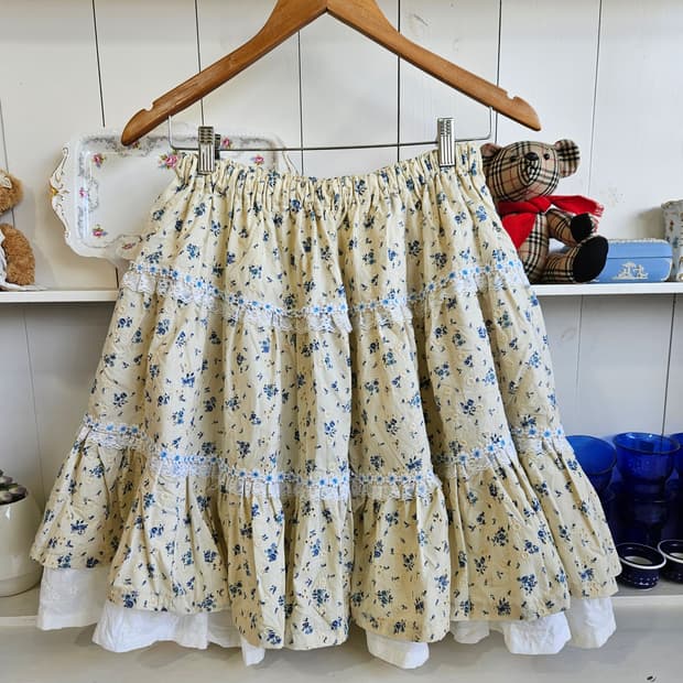 일본빈티지 핸드메이드 플라워 캉캉 스커트