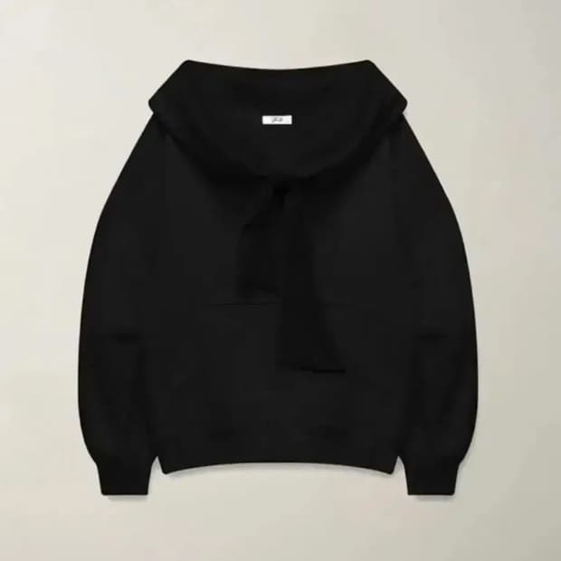 (미개봉) 더티스 리본후드 오프숄더 후드티 블랙