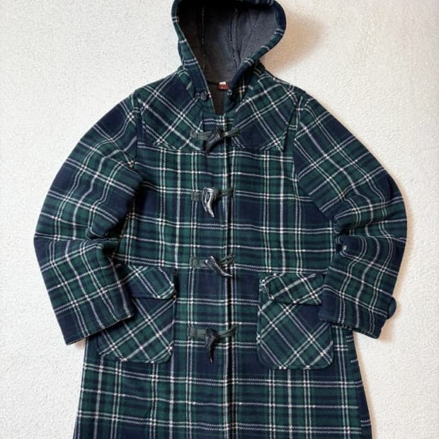 Selectede 00's 타탄 체크 클래식 후디 더플 코트 PN6746