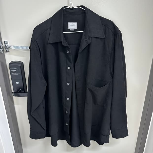 유스 Faux Suede Layered Shirt - Black 사이즈S