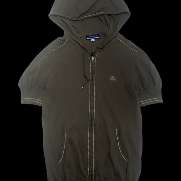 버버리 블루라벨 반팔 후드 집업