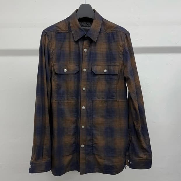 [L] 릭오웬스 다크쉐도우 인디고 브라운 체크셔츠