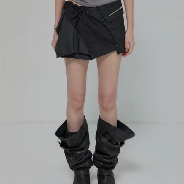 플레어업 레이어드 미니 스커트 블랙 1
