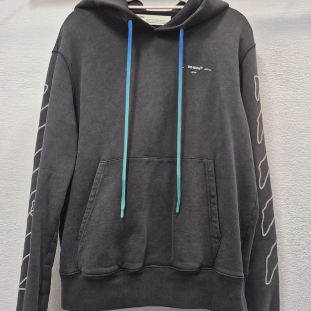 오프화이트 먹색 후드티  / M (정품)