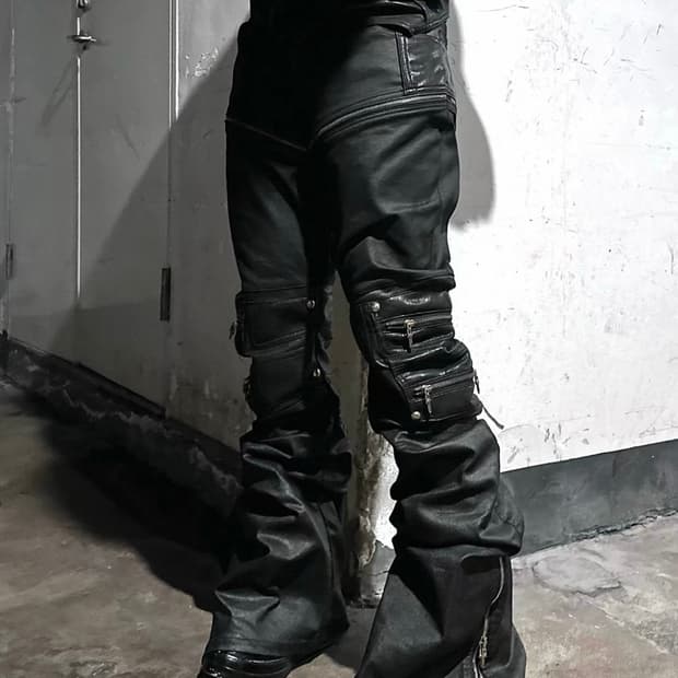 Youwillknow* leather patch waxed denim