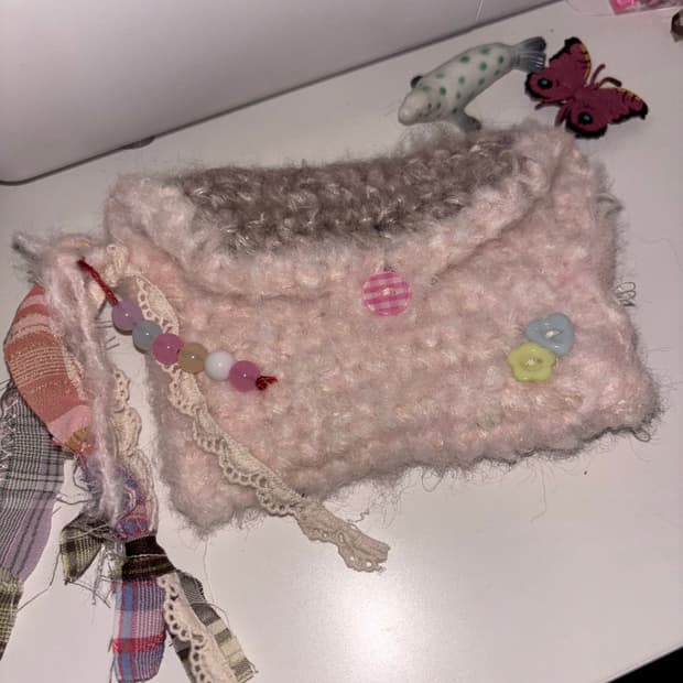 핸드메이드 뜨개 파우치 y2k 키치 갸루