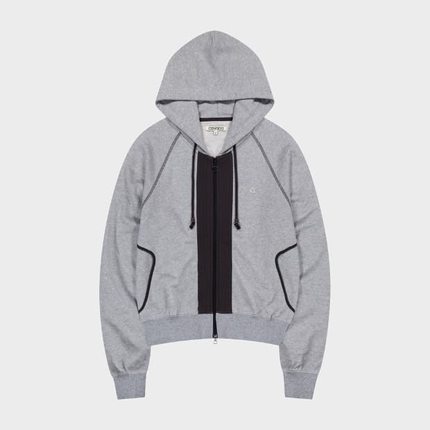 PUCKERING HOOD ZIP-UP GREY