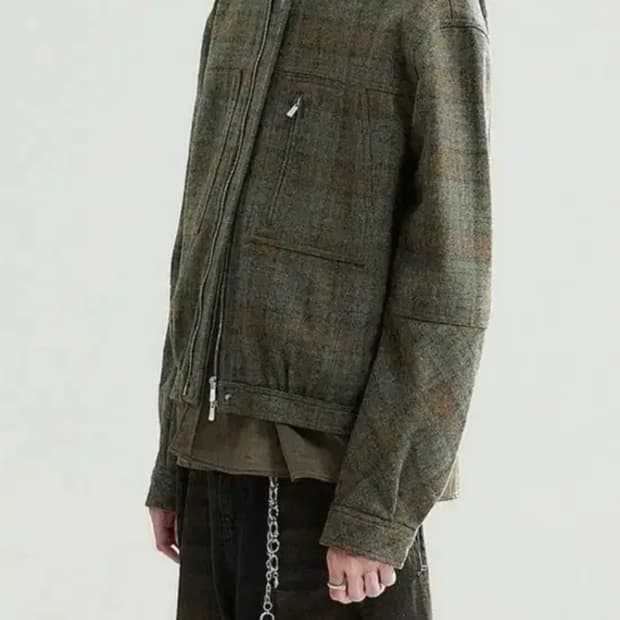 알렌느 울 체크 바이커 자켓(2사이즈)