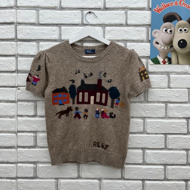 폴로 자수반팔니트-S