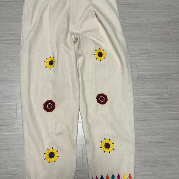 하라고 harago 자수 면 팬츠