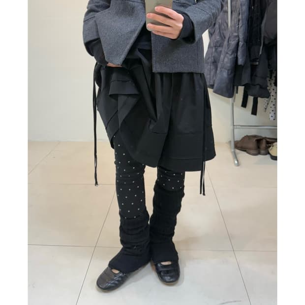 빈티지 도트 기모 스타킹