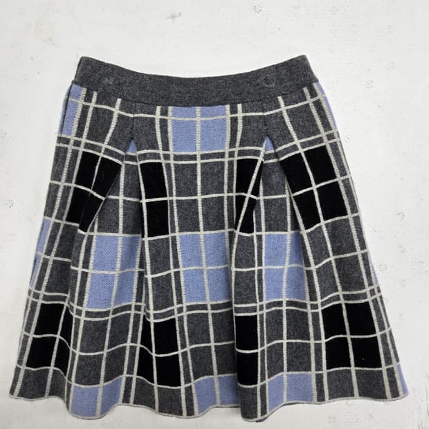 랑방 체크 플리츠 미니 스커트