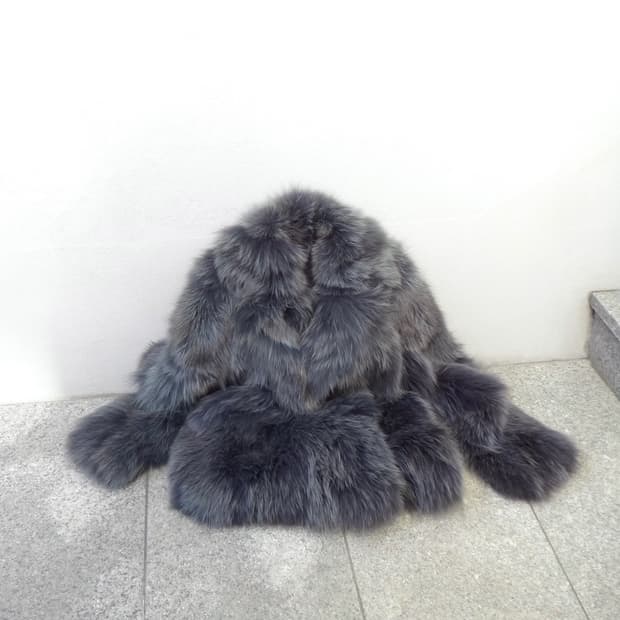 Winter fox fur jacket / grey
