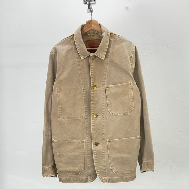 리바이스 브라운 멀티 포켓 스티치 커버 올 카라 자켓