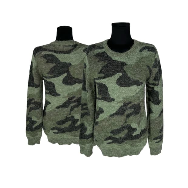 green hairy camo knit
