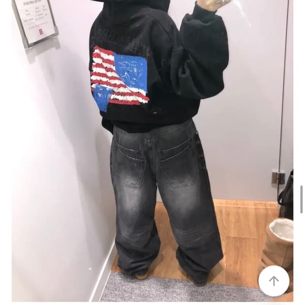 더블포켓 흑청 와이드 팬츠