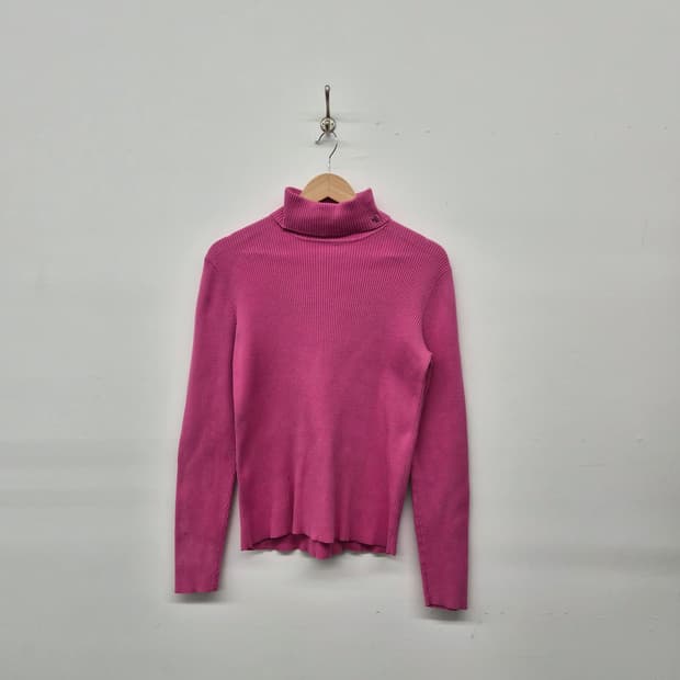 폴로랄프로렌 핑크 골지 폴라 니트 여성 L