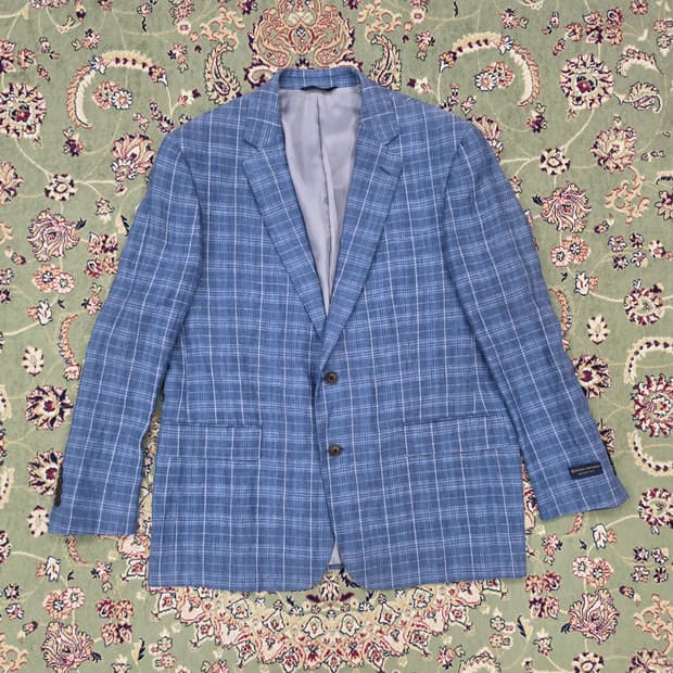 [새상품/최종할인] 브룩스브라더스 린넨 블루체크 2버튼 46R 107