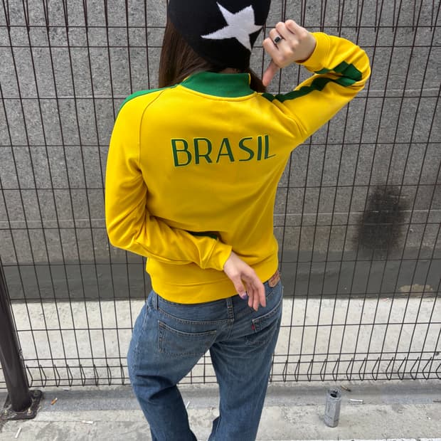 나이키 브라질 옐로우 집업 트랙탑
