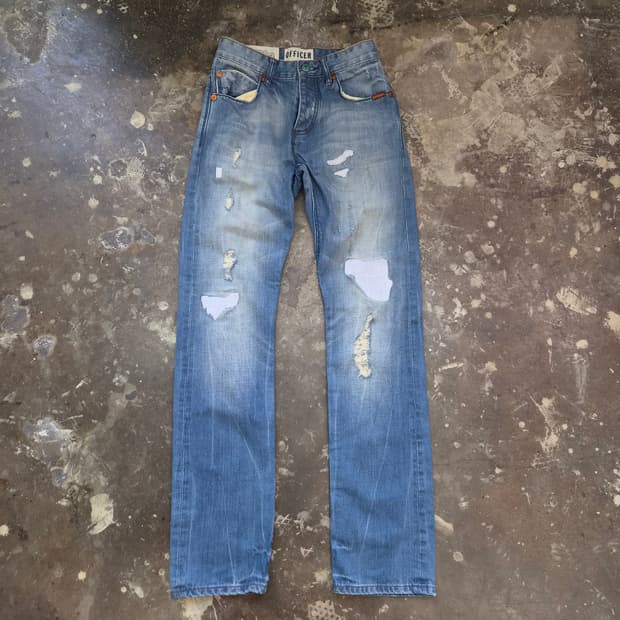 27) 수퍼드라이 데미지워싱 청바지 데님팬츠 슈퍼드라이 청바지