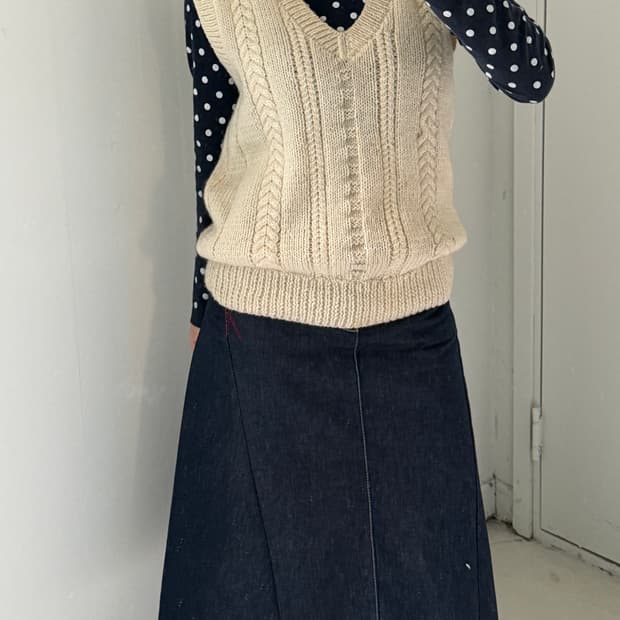 일본빈티지 핸드메이드 니트 베스트