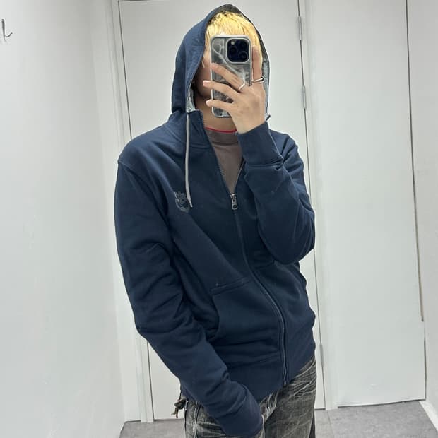Timberland logo navy hood zip up