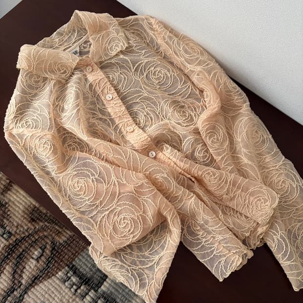 rose stitch sheer blouse