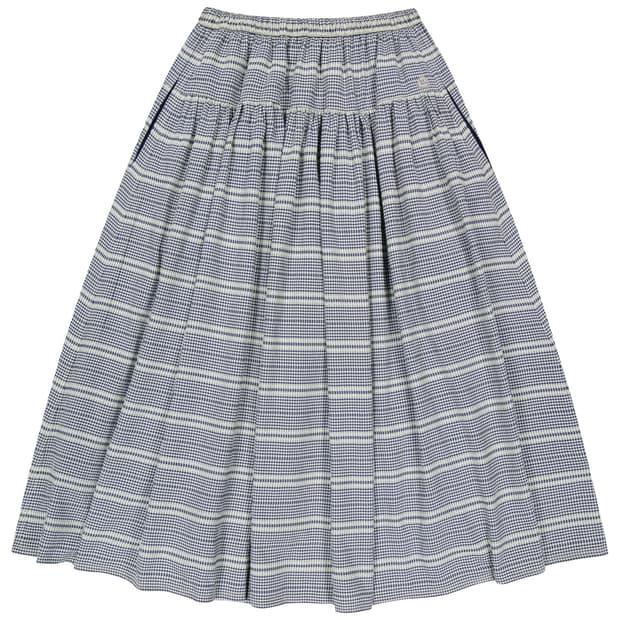 COYSEIO WIDE SHIRRING SKIRT NAVY