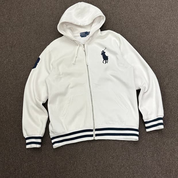 XL)Polo Ralph Lauren 빈티지 빅포니 화이트 후드집업