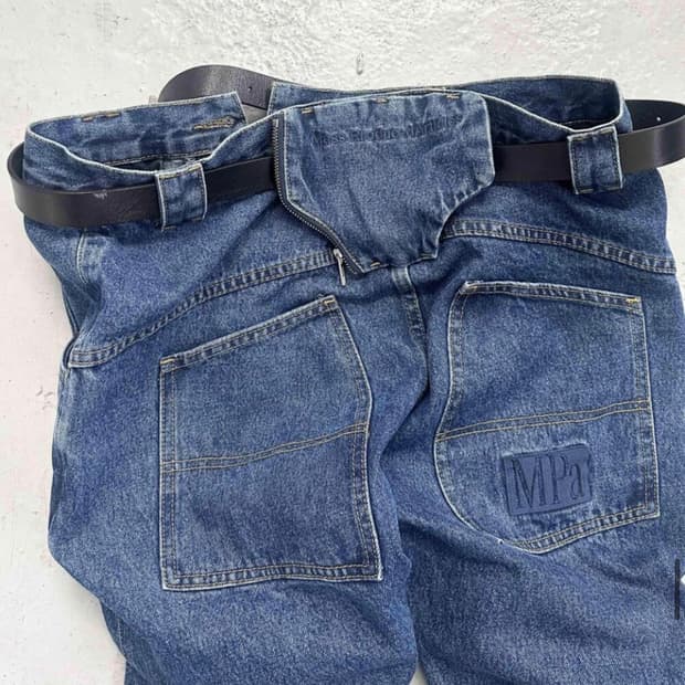 플라스틱프로덕트 MPa 앵글 카고 지퍼 팬츠 청바지 M