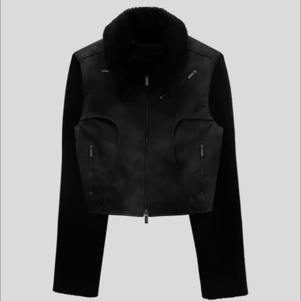 Knit Sleeve Crack Leather 자켓