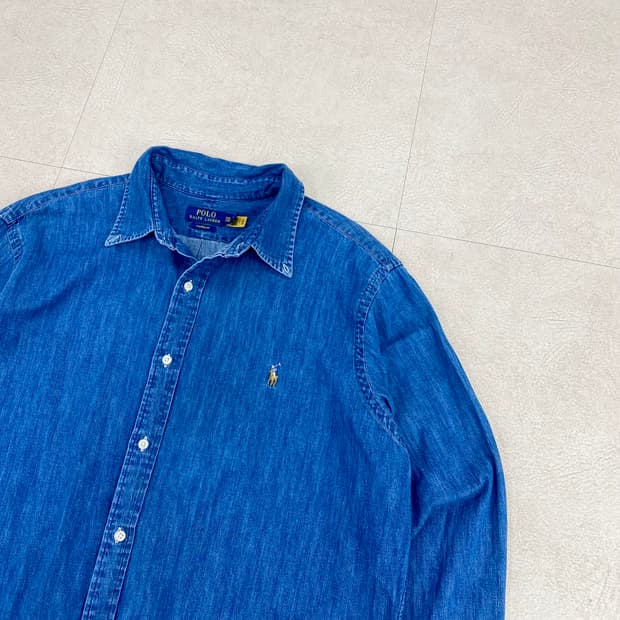 폴로 QR 신형 데님 샴브레이 셔츠 (110)