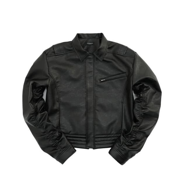 파프롬왓 FAUX LEATHER PUCKERING JACKET