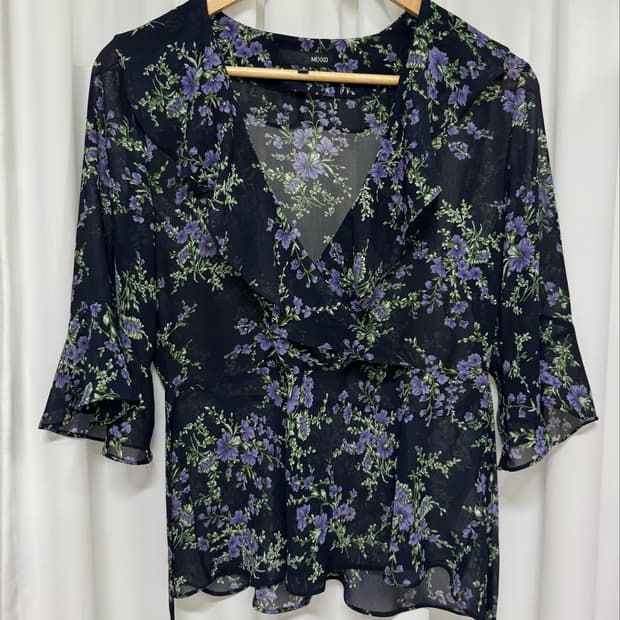 MIXXO 미쏘 플라워 쉬폰 블라우스 블랙 S