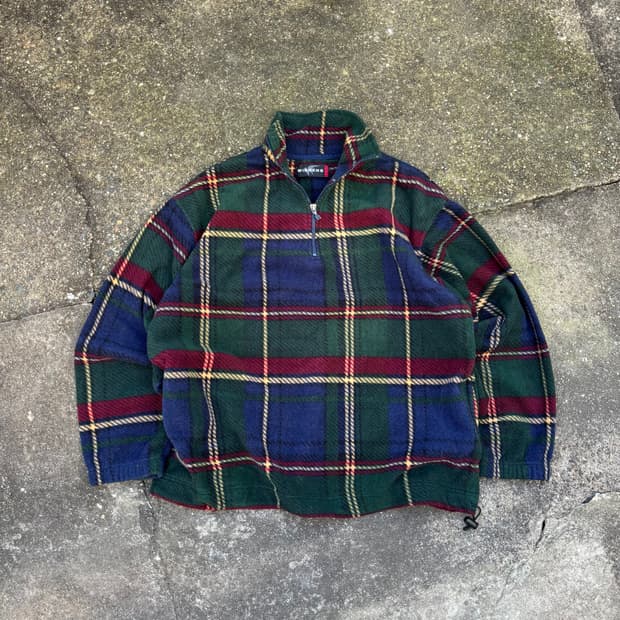 WINNERS 체크 플리스 하프집업 L