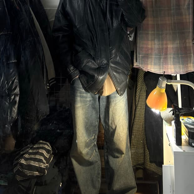 Imperio Del Antilope S.A. 하프 코트 레더 자켓 50